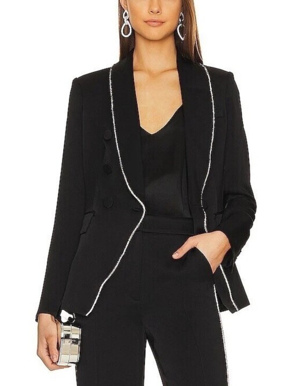 VERONICA BEARD Jagger Dickey Jacket Blazer Diamond Embellished Piping Size 8